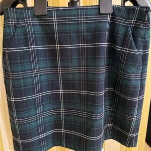 LOFT Plaid Mini Skirt in Green and Black